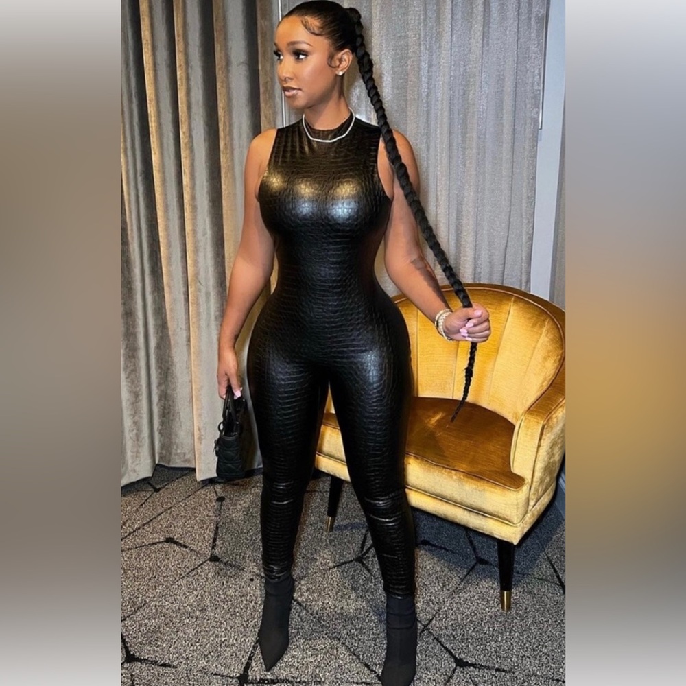 Naked Wardrobe M black Textured Jumpsuit